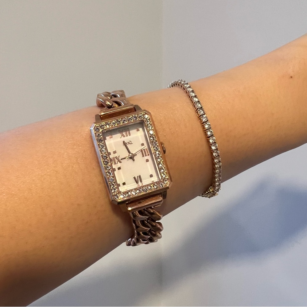 NEW Diamonique Chain Link Mother of Pearl Watch